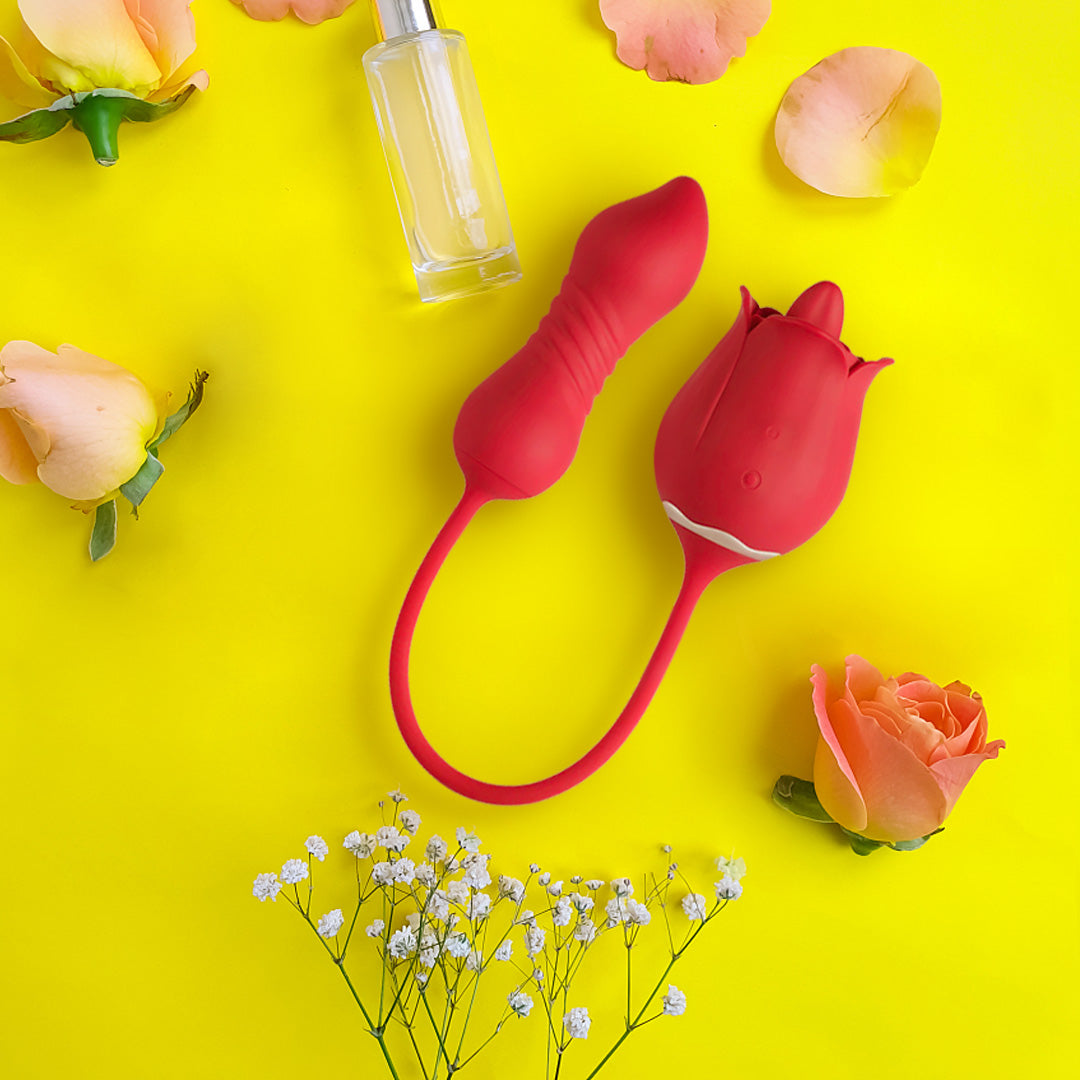 Rose Licking Toy with Thrusting Dildo