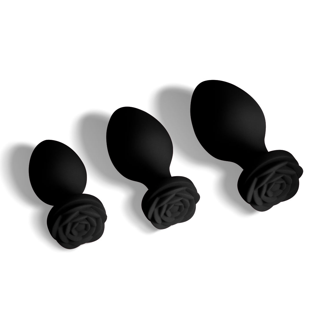 3 black rose butt plug