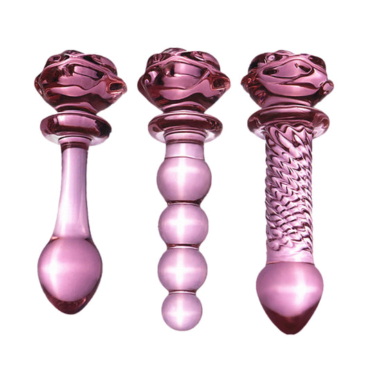 Rose Glass Butt Plug